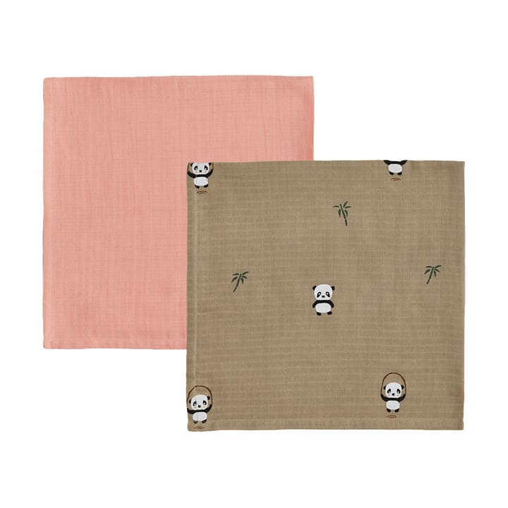 Panda Kinderdecke 2er-Pack - Khaki-Rose - OYOY