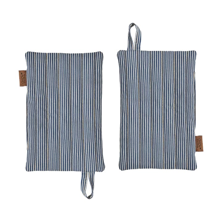 Striped denim Topflappen 2er-Pack - Blau - OYOY