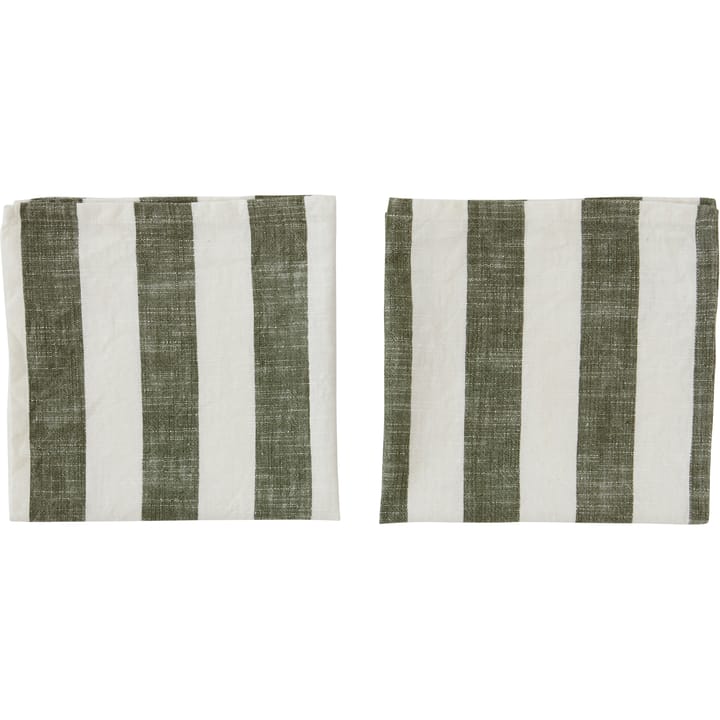 Striped Serviette 45 x 45cm 2er Pack - Olive - OYOY