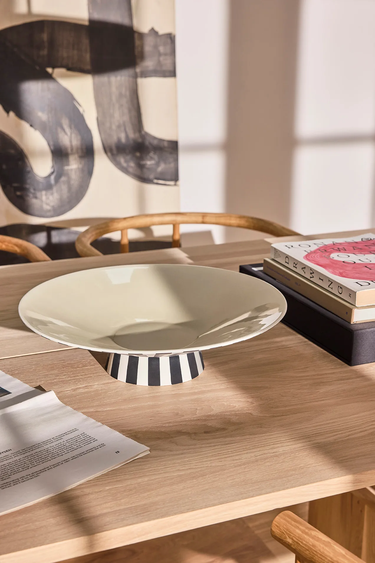 Toppu centerpiece niedrig Ø39x10,5 cm, Vanilla-black-white OYOY