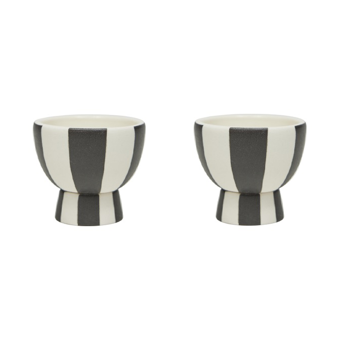 OYOY Toppu Eierbecher 2er-Pack White-black