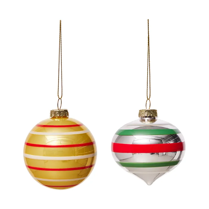 Vintage Christmas Glass Ball Nr. 3 Weihnachtskugel 2 Teile - Multi - OYOY