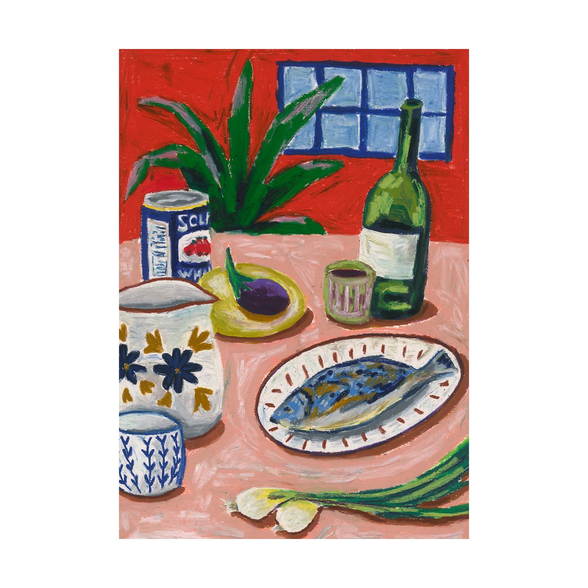 Paper Collective Composition with Fish Poster 50 x 70cm