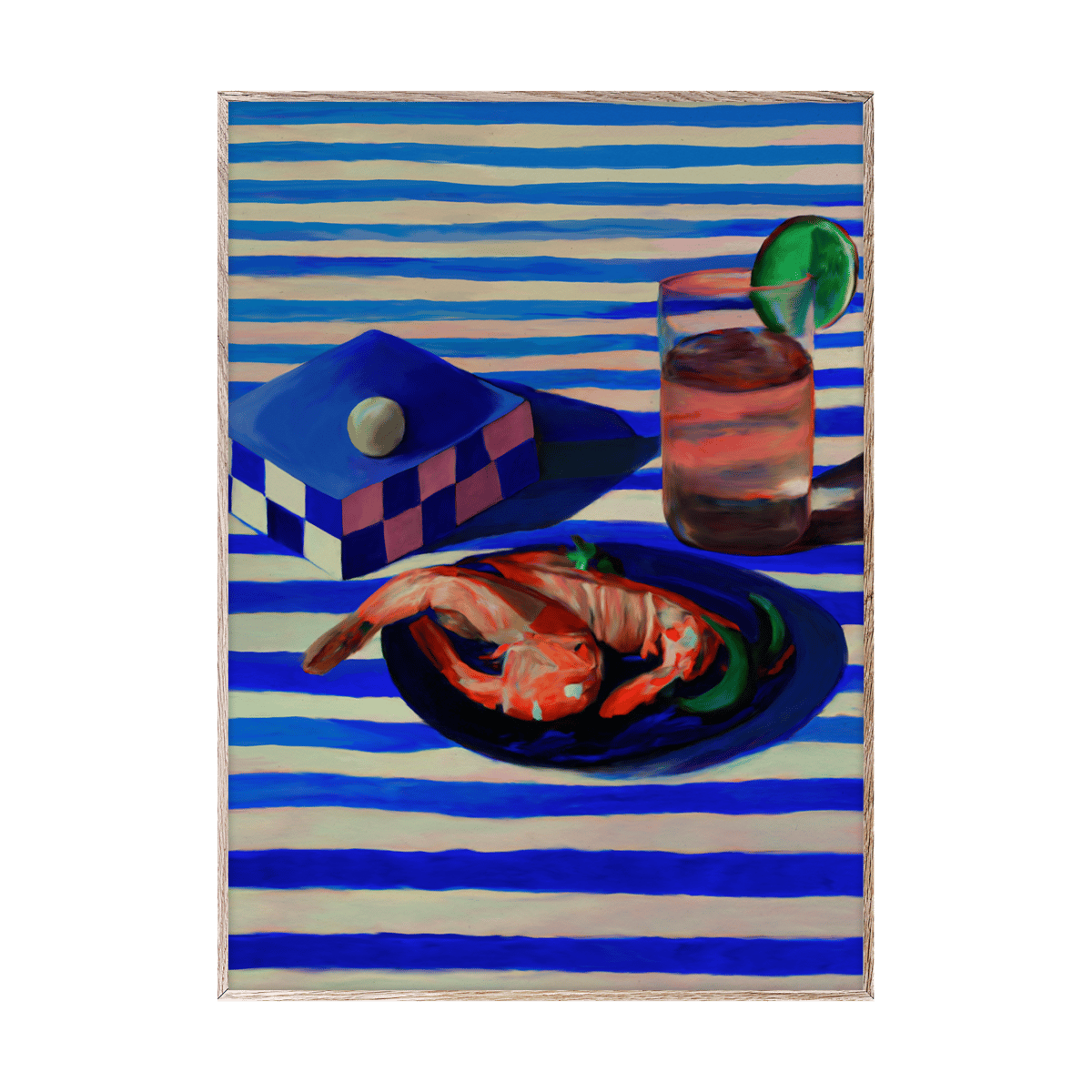 Paper Collective Shrimp & Stripes Poster 30 x 40cm | Skandinavisches Design | Poster | Blau