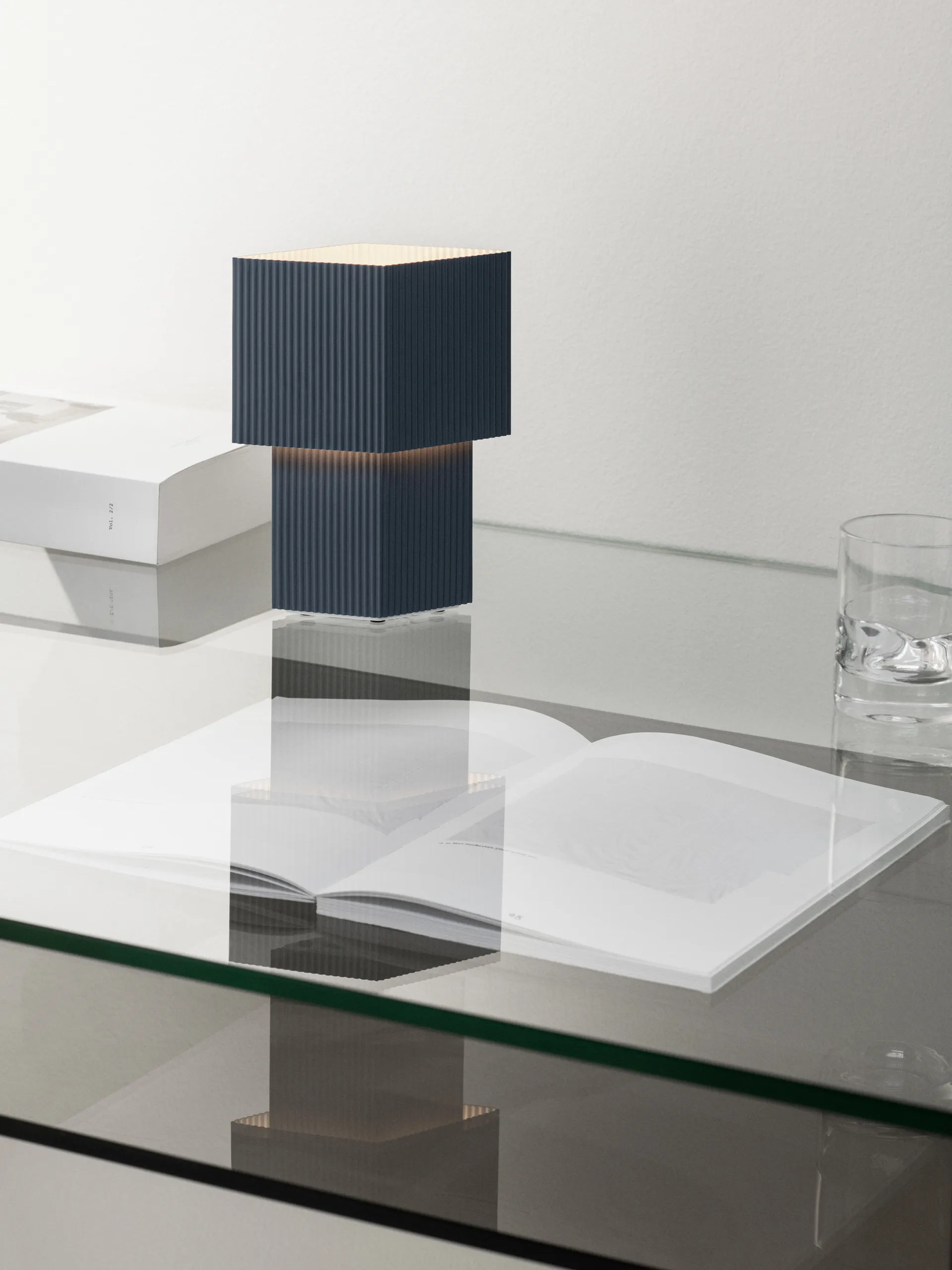 Romb Mini portable Tischleuchte 19cm, Blue stone Pholc