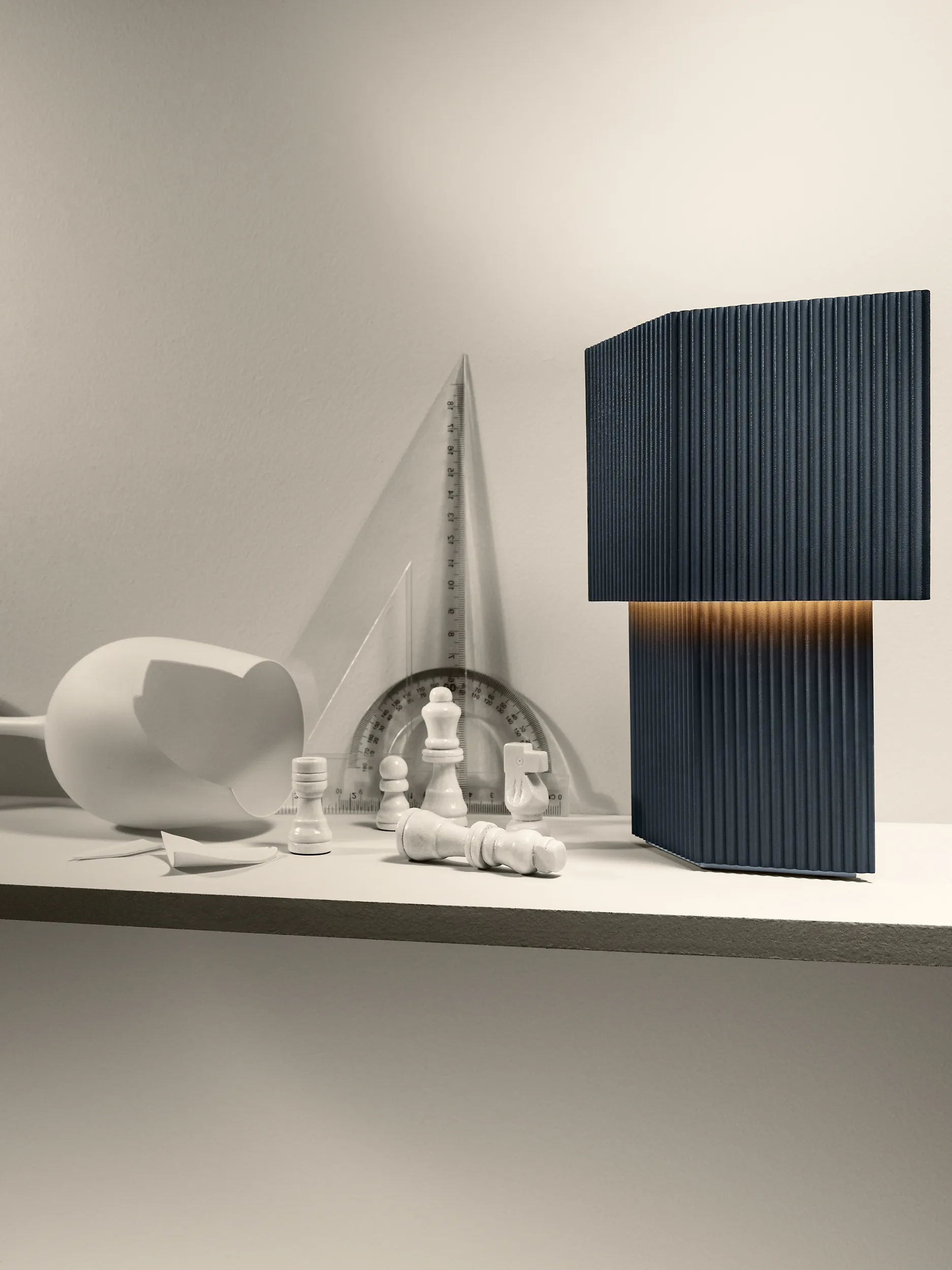 Romb Mini portable Tischleuchte 19cm, Blue stone Pholc