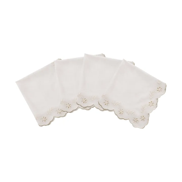 Lace Baumwollserviette - Offwhite, 4-pack, 45x45 cm - Pick a Poppy