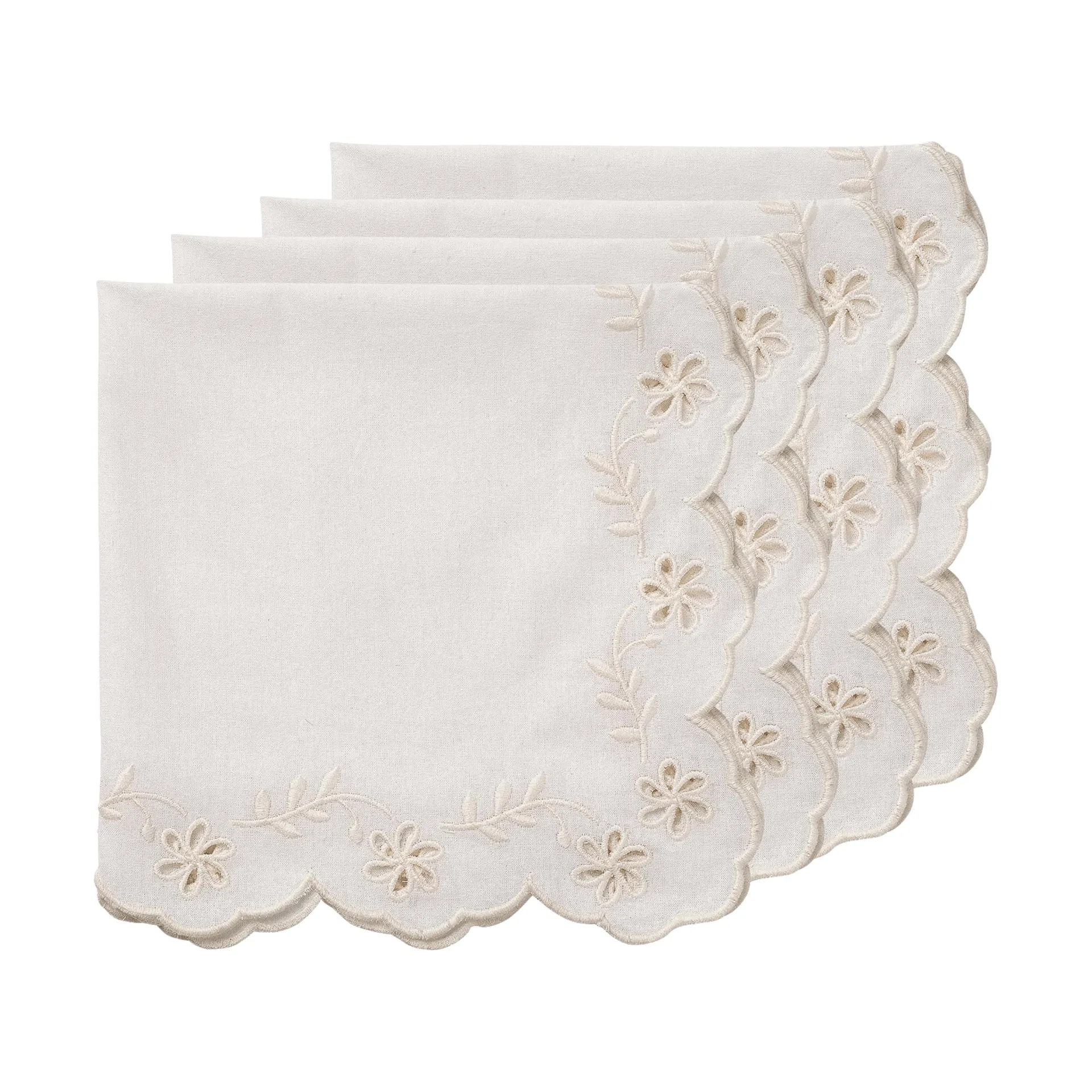 Lace Baumwollserviette, Offwhite, 4er-Pack, 45x45 cm Pick a Poppy