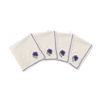 Madelen Möllard Pansy Baumwollserviette - Blau, 4-teilig, 45x45 cm - Pick a Poppy
