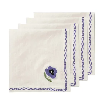 Madelen Möllard Pansy Baumwollserviette - Blau, 4-teilig, 45x45 cm - Pick a Poppy