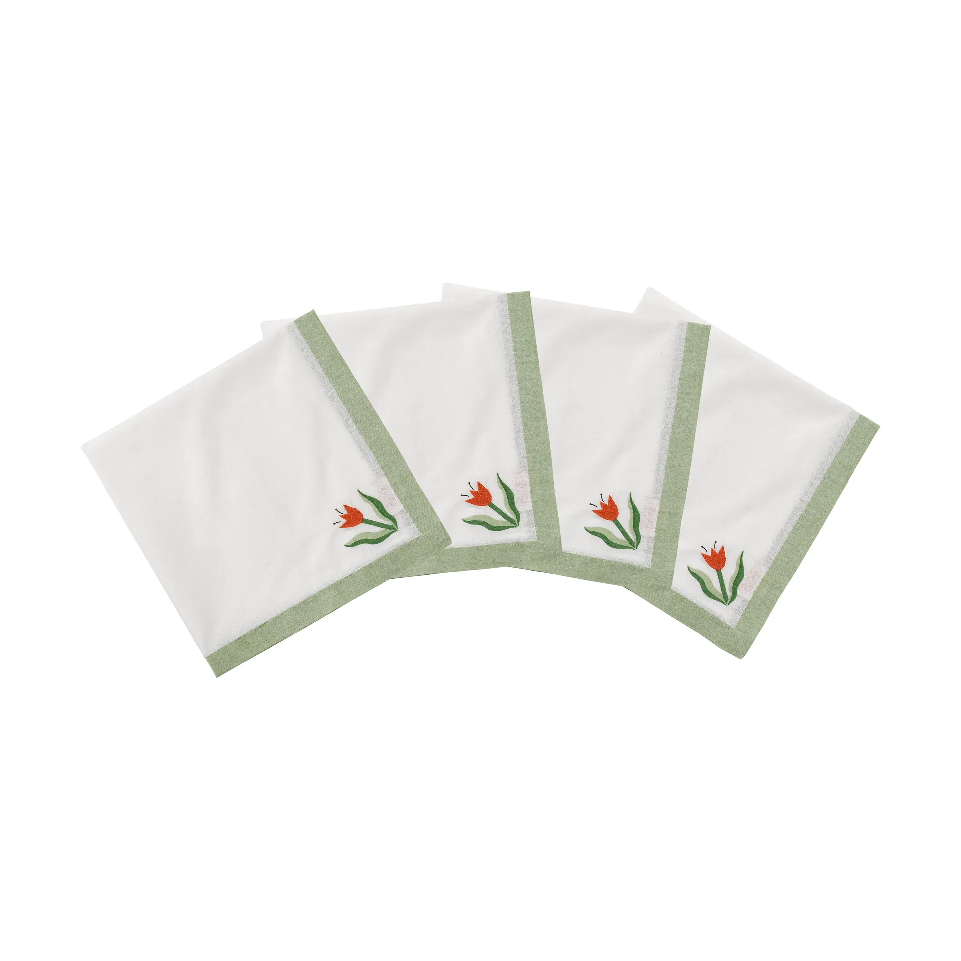 Madelen Möllard Tulip Baumwollserviette, Hellgrün, 4er-Pack, 45x45 cm Pick a Poppy