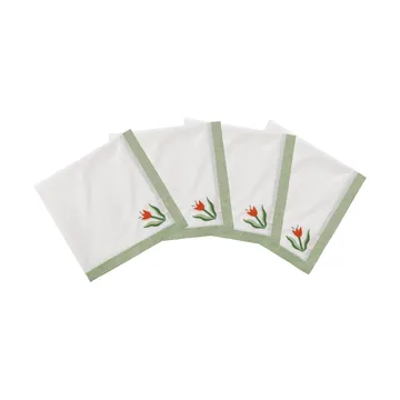 Madelen Möllard Tulip Baumwollserviette - Hellgrün, 4er-Pack, 45x45 cm - Pick a Poppy