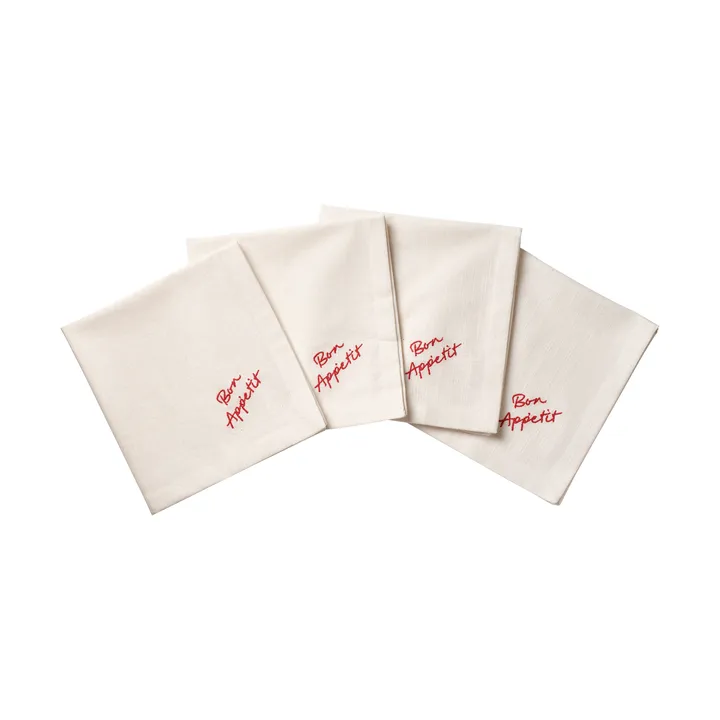Quote Baumwollserviette - Red, 4-pack, 45x45 cm - Pick a Poppy