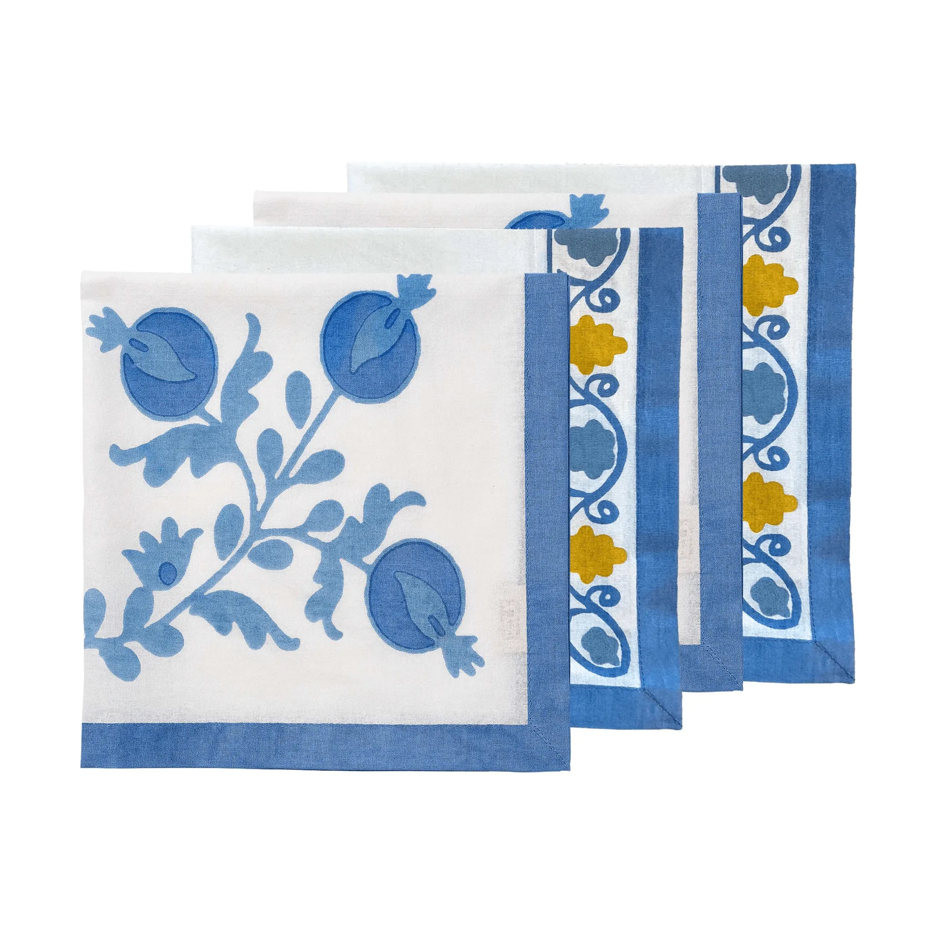 Suzani Baumwollserviette, Blau, 4-teilig, 45x45 cm Pick a Poppy