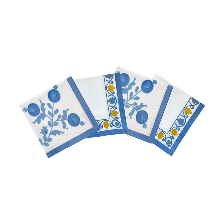 Suzani Baumwollserviette - Blue, 4-pack, 45x45 cm - Pick a Poppy