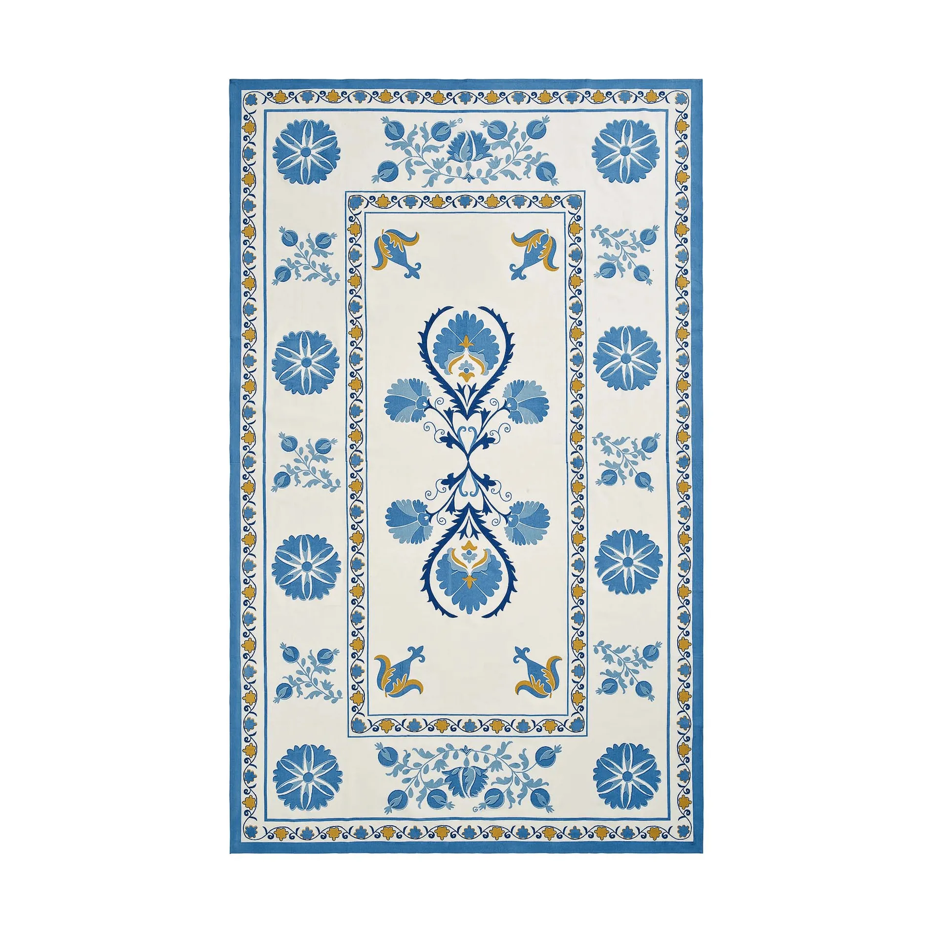 Suzani Tischdecke, Blau, 350x150 cm Pick a Poppy