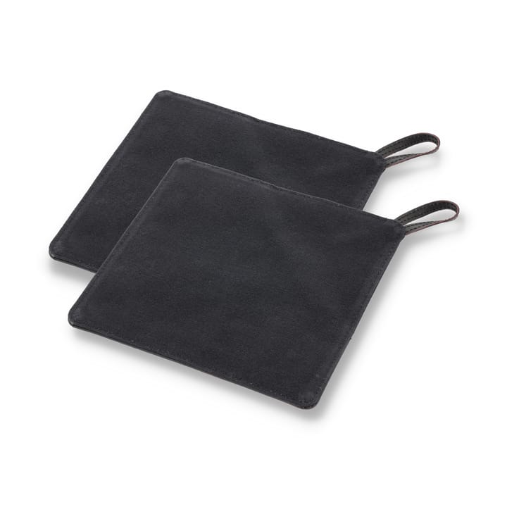 Pillivuyt Gourmet Topflappen 20,5 x 20,5cm 2er Pack - Schwarzes Leder - Pillivuyt