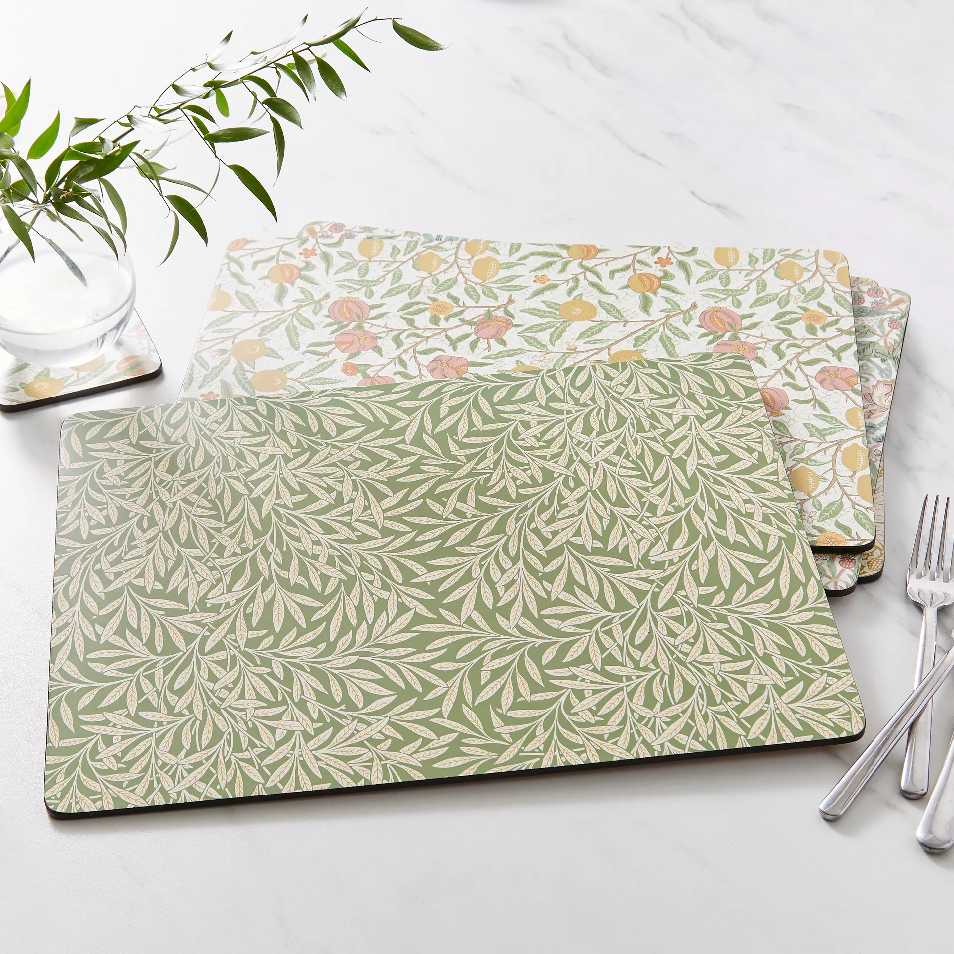 Morris & Co Simpley mixed Tischset 4-teilig, Fruit, Willow, Strawberry Thief, Marigold Pimpernel