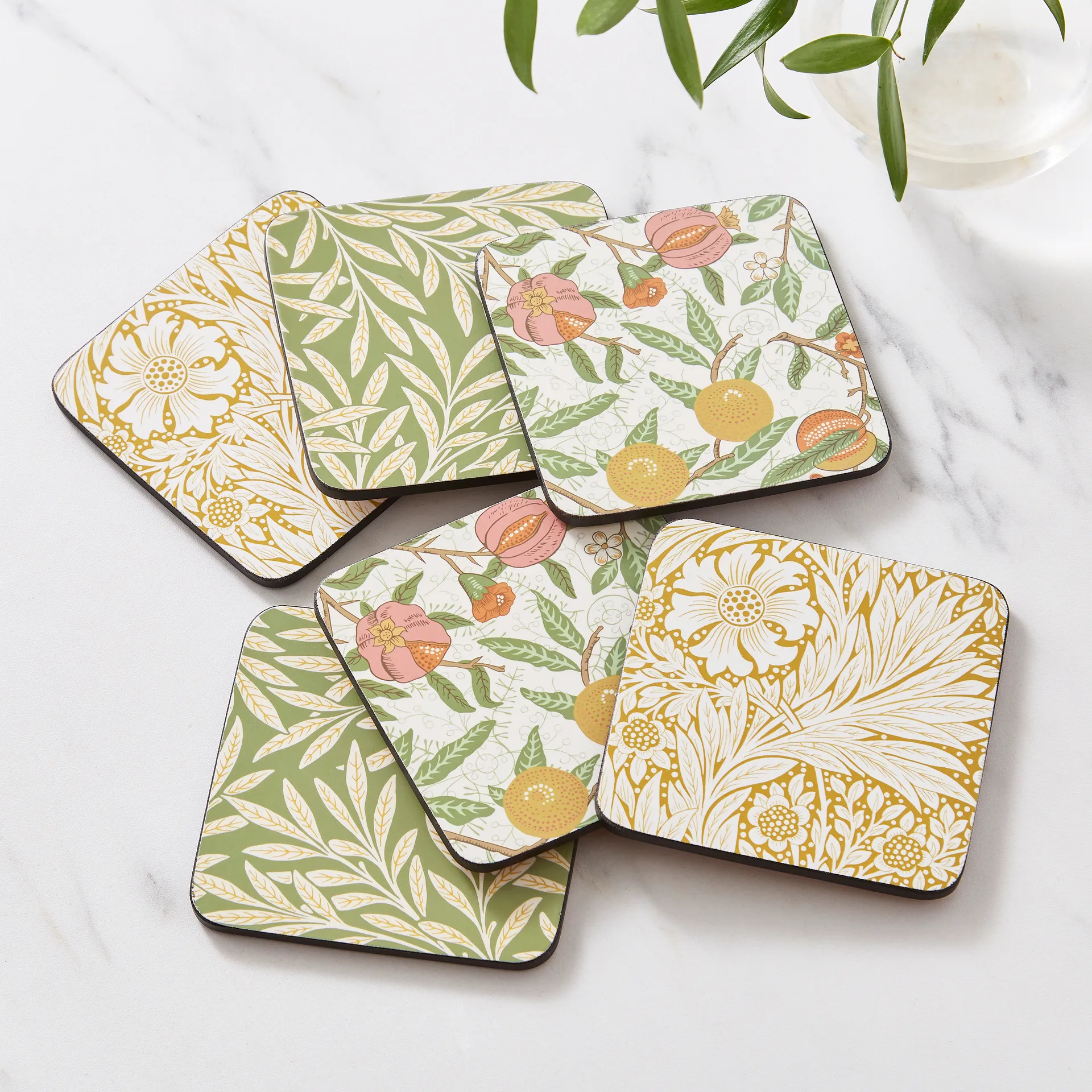 Morris & Co Simply Mixed Glasuntersetzer 6er-Pack, Fruit, Willow, Marigold Pimpernel