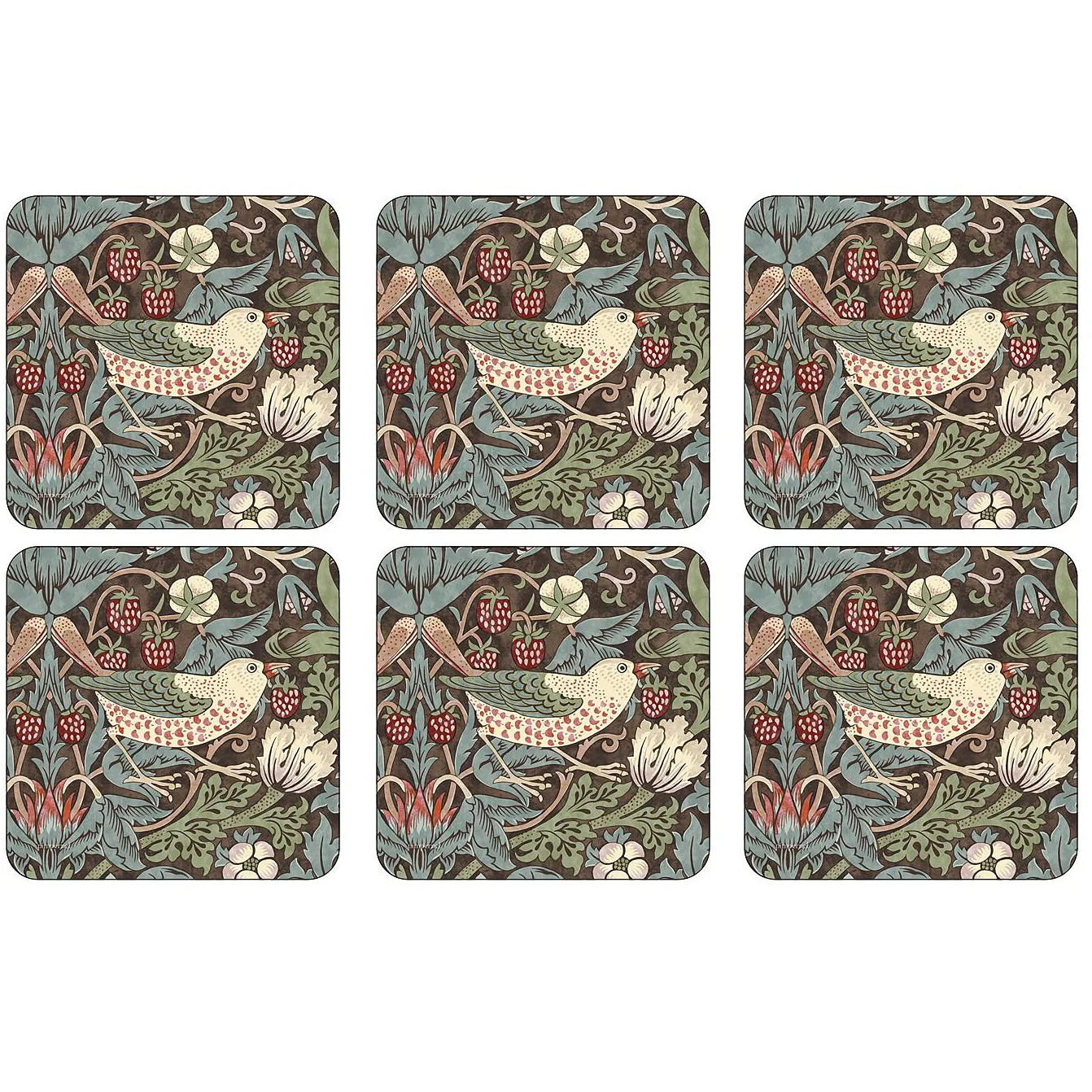 Strawberry Thief Glasuntersetzer 6er Pack, Braun Pimpernel