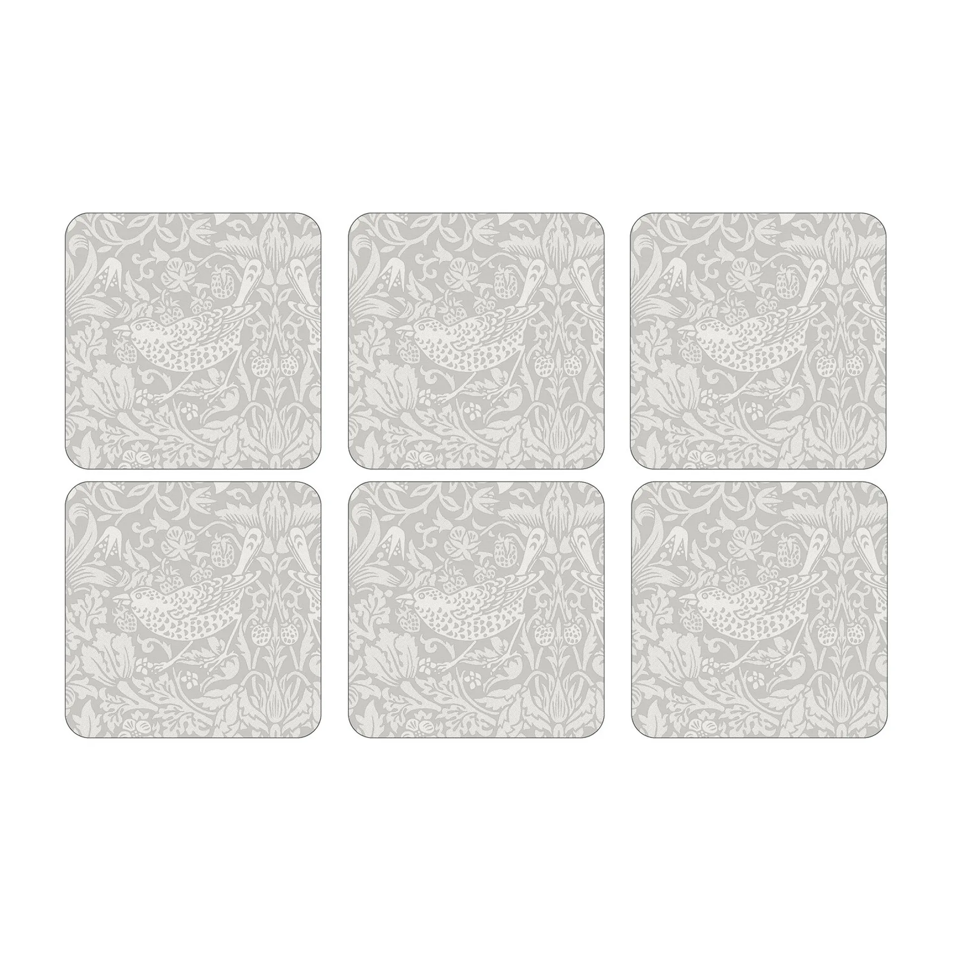 Strawberry Thief Glasuntersetzer 6er Pack, Grey Pimpernel