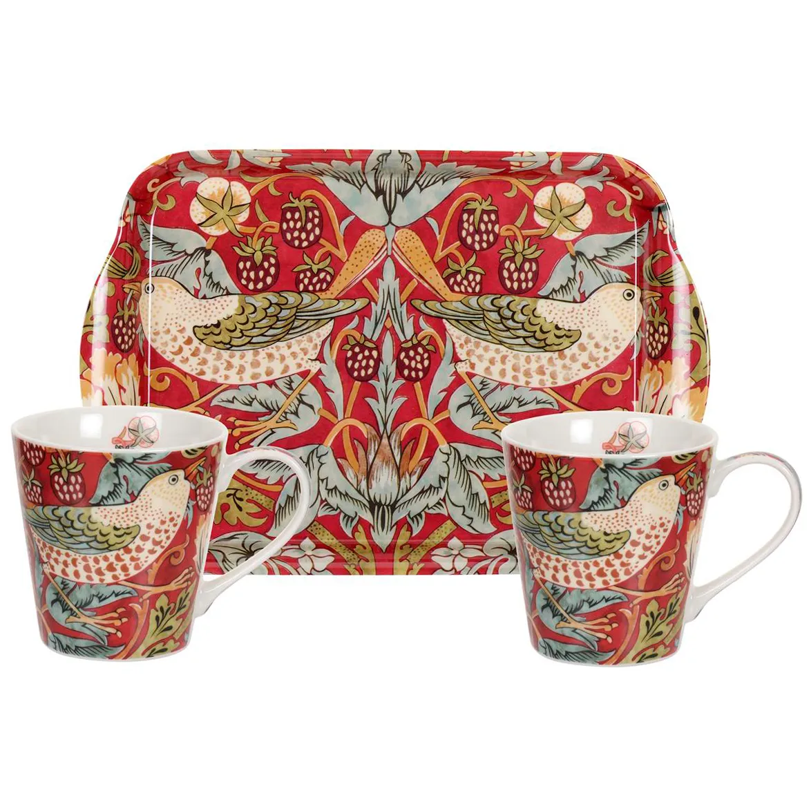Strawberry Thief Tasse und Tablett Set, Rot Pimpernel