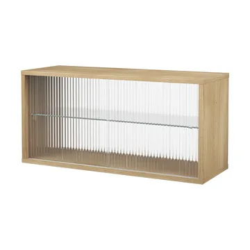 Pira Vitrinenschrank - Gebeizte Eiche-geriffeltes Glas, 90x31 cm, Glasrücken - Pira
