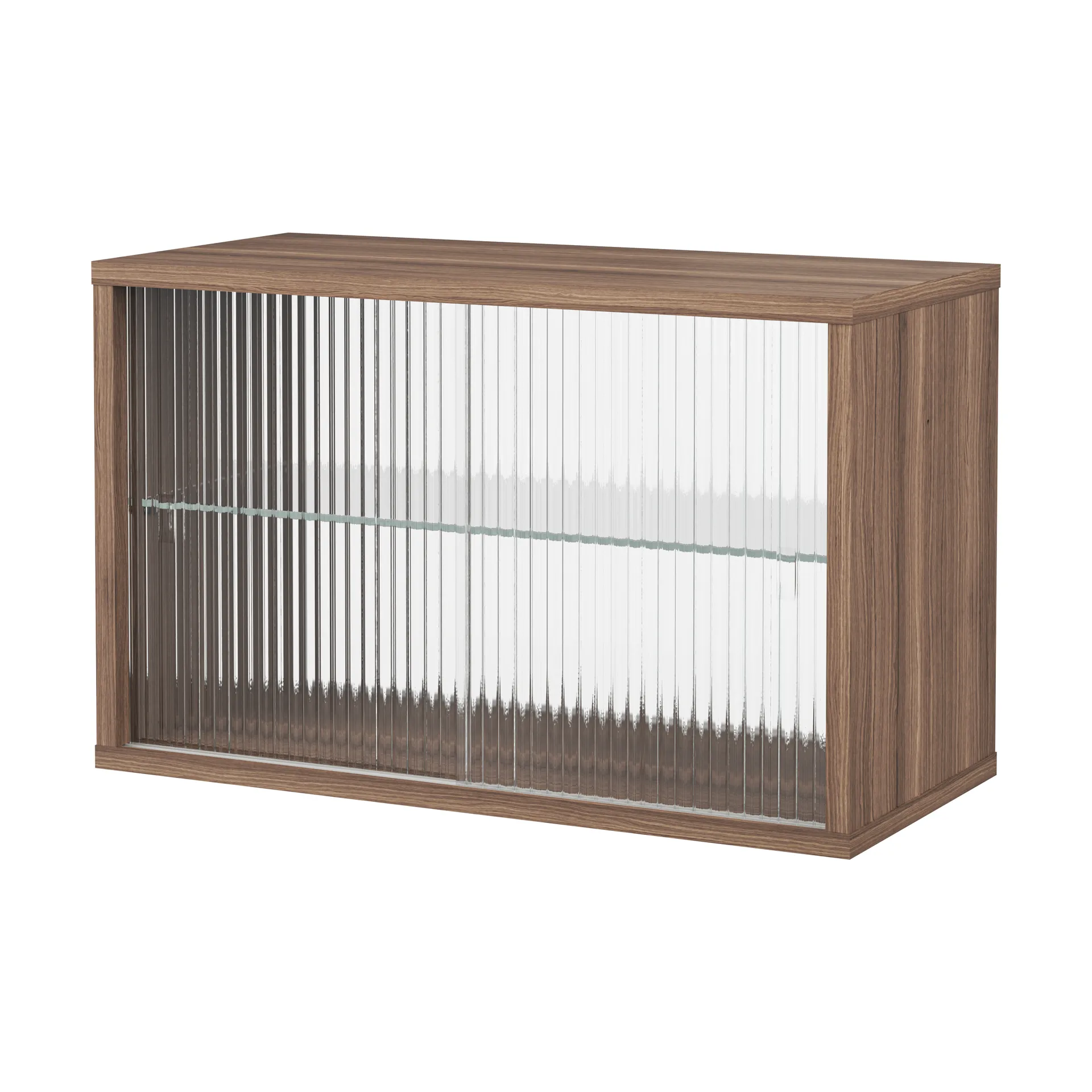 Pira Vitrinenschrank, Walnuss–Riffelglas, 70x31 cm, 4‑türig Pira