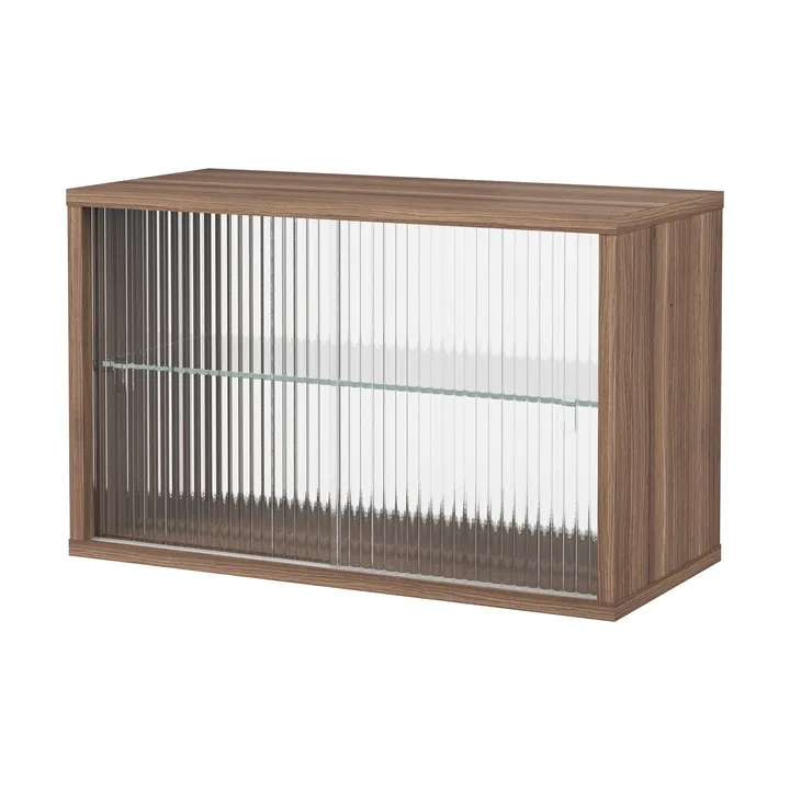Pira Vitrinenschrank - Walnuss–Riffelglas, 70x31 cm, 4‑türig - Pira