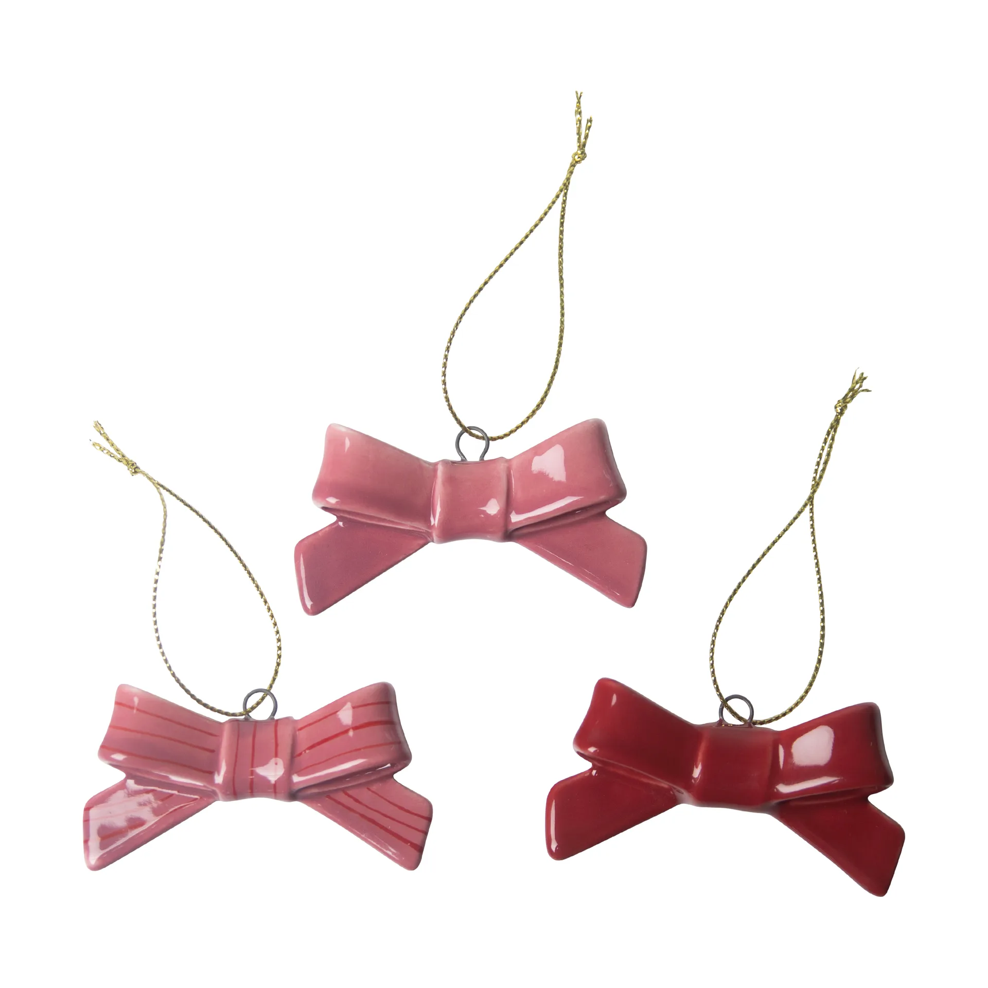 Bow Dekorationsanhänger 3.-teilig, Rot-rosa Pluto Design