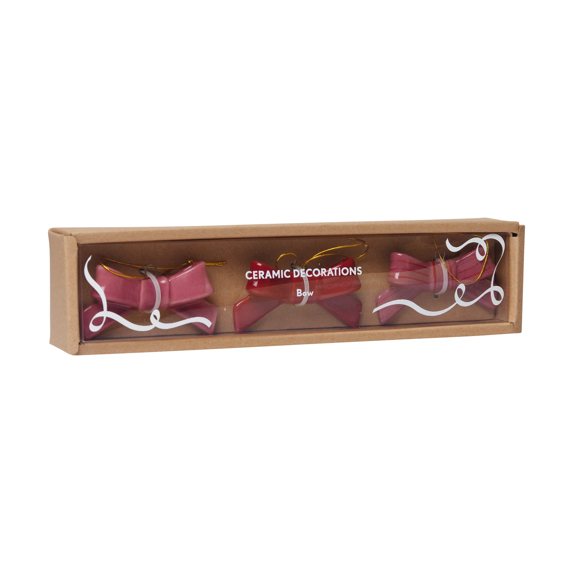Bow Dekorationsanhänger 3.-teilig, Rot-rosa Pluto Design
