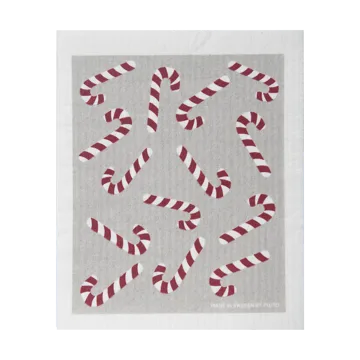 Candy cane Geschirrtuch 17x20 cm - Weiß-Grau-Rot - Pluto Design