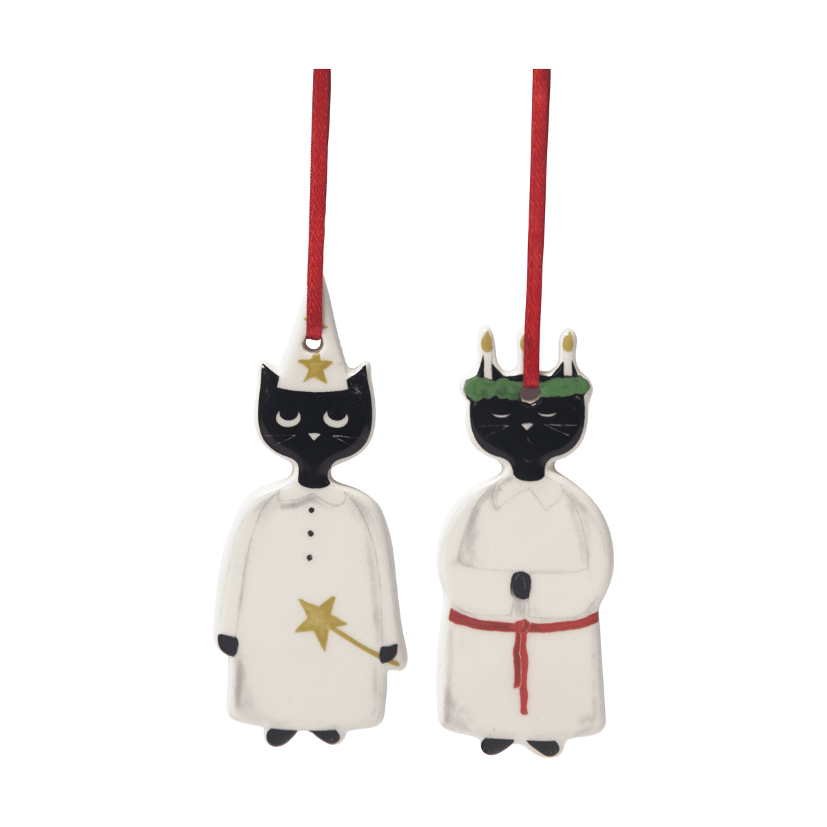 Pluto Design Christmas cats Weihnachtsanhänger 2 Teile Schwarz-Weiß