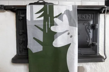 Elch Geschirrtuch 50x70 cm - Grün-Silber-Weiß - Pluto Design