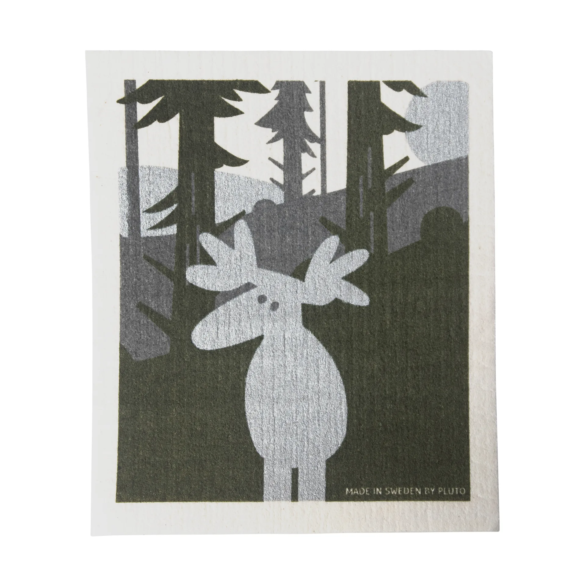 Elch Spültuch 17,2x20 cm, Grün-Silber-Weiß Pluto Design