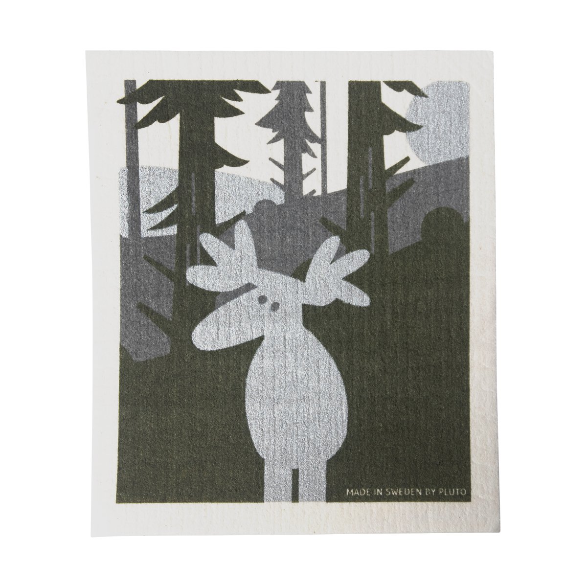 Pluto Design Elch Spültuch 17,2x20 cm Grün-Silber-Weiß