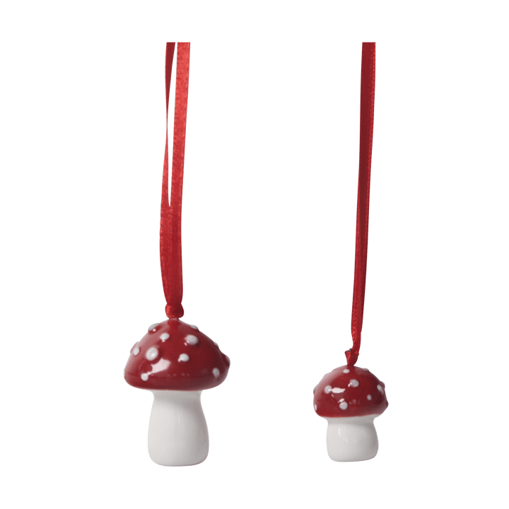 Fliegenpilz-Weihnachtsbaumanhänger 2 st - Weiß-rot - Pluto Design