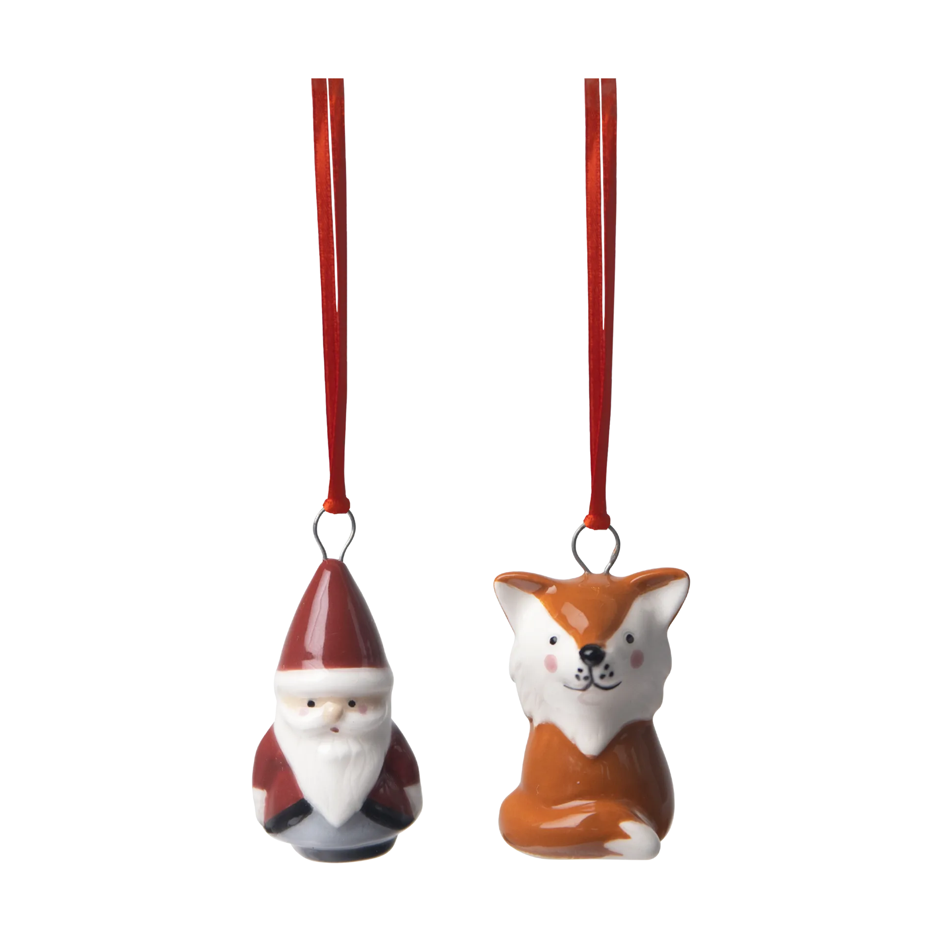 Fox & Santa Dekorationsanhänger 2-teilig, Rot-weiß-braun Pluto Design
