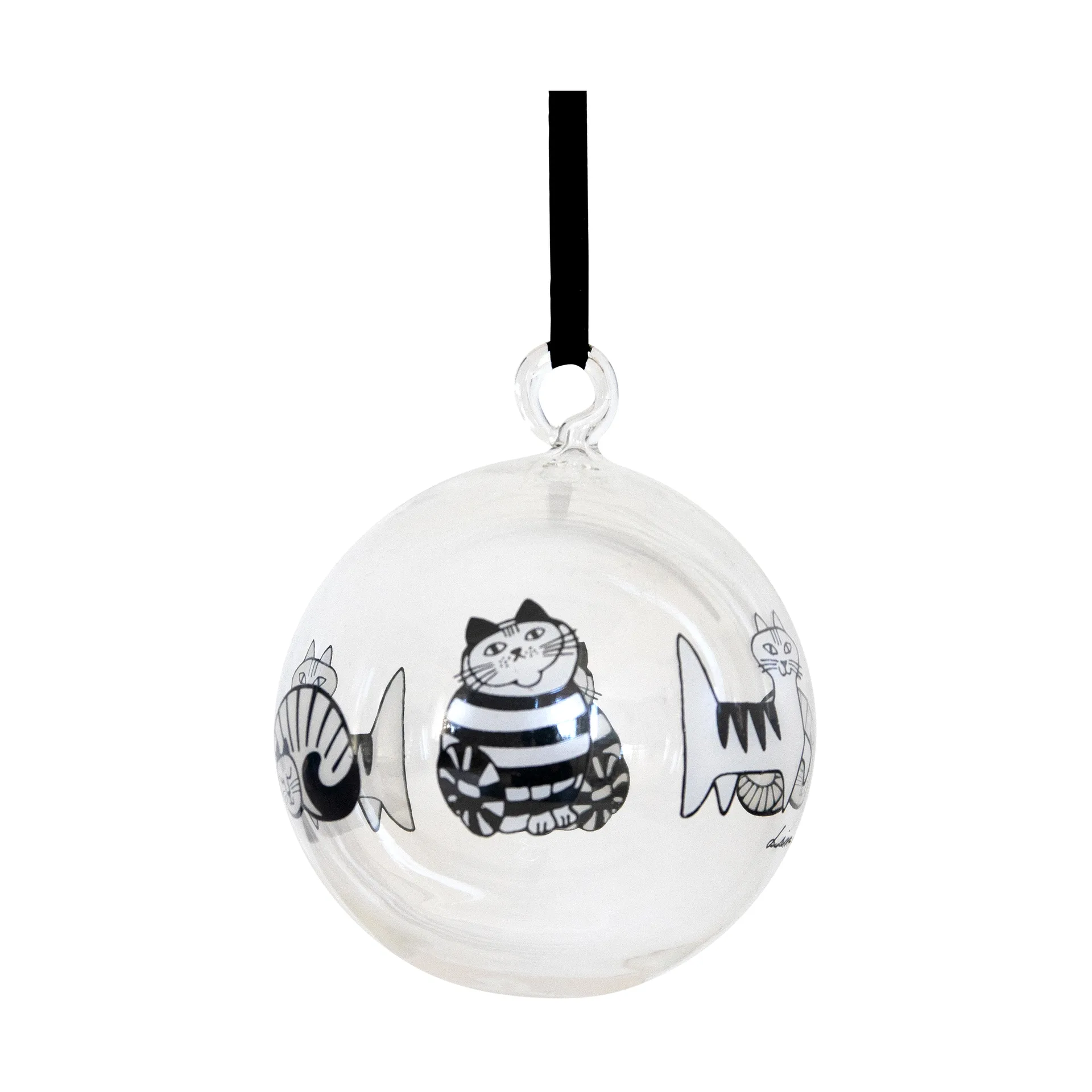 Lisa Larson Katzen Weihnachtskugel, White-black Pluto Design