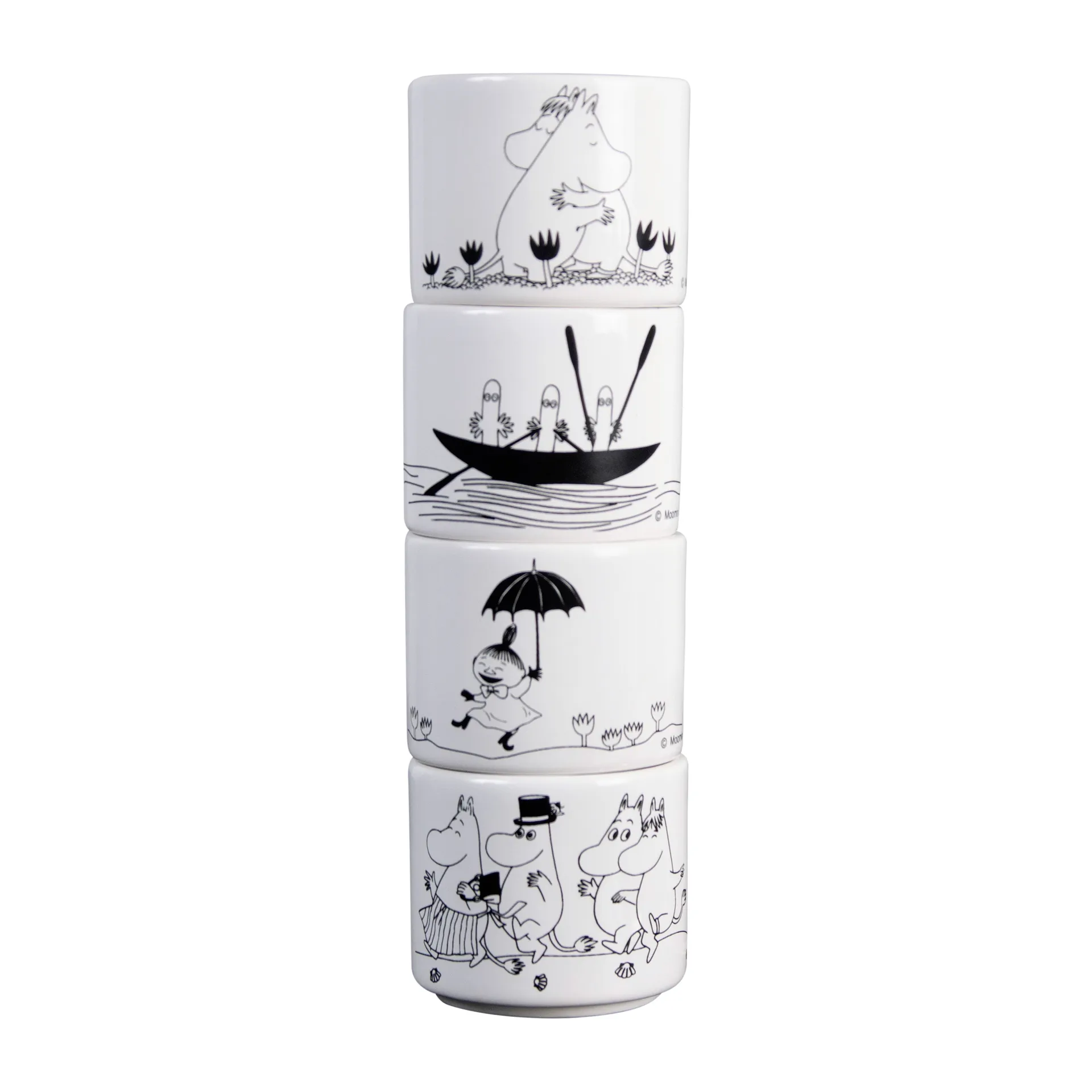 Mumin Eierbecher 4 Teile, Weiß Pluto Design