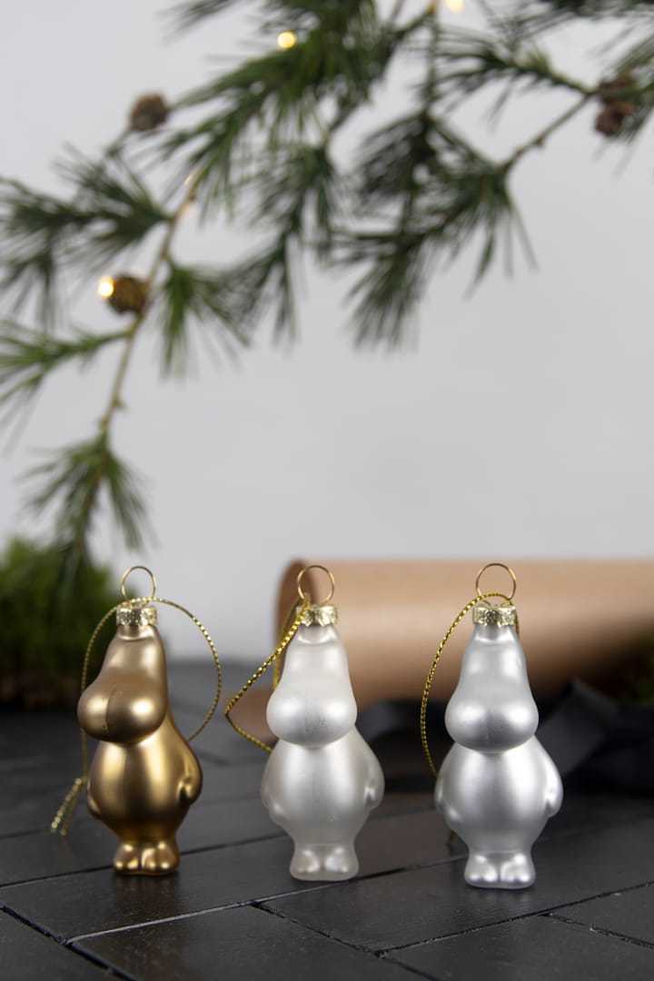 Mumin Weihnachtsbaumkugeln 3er Pack - Silber-gold-weiß - Pluto Design
