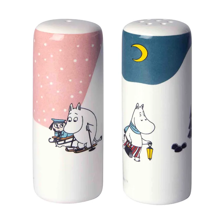 Mumin Winter Salz- & Pfefferstreuer - Rosa-blau-weiß - Pluto Design