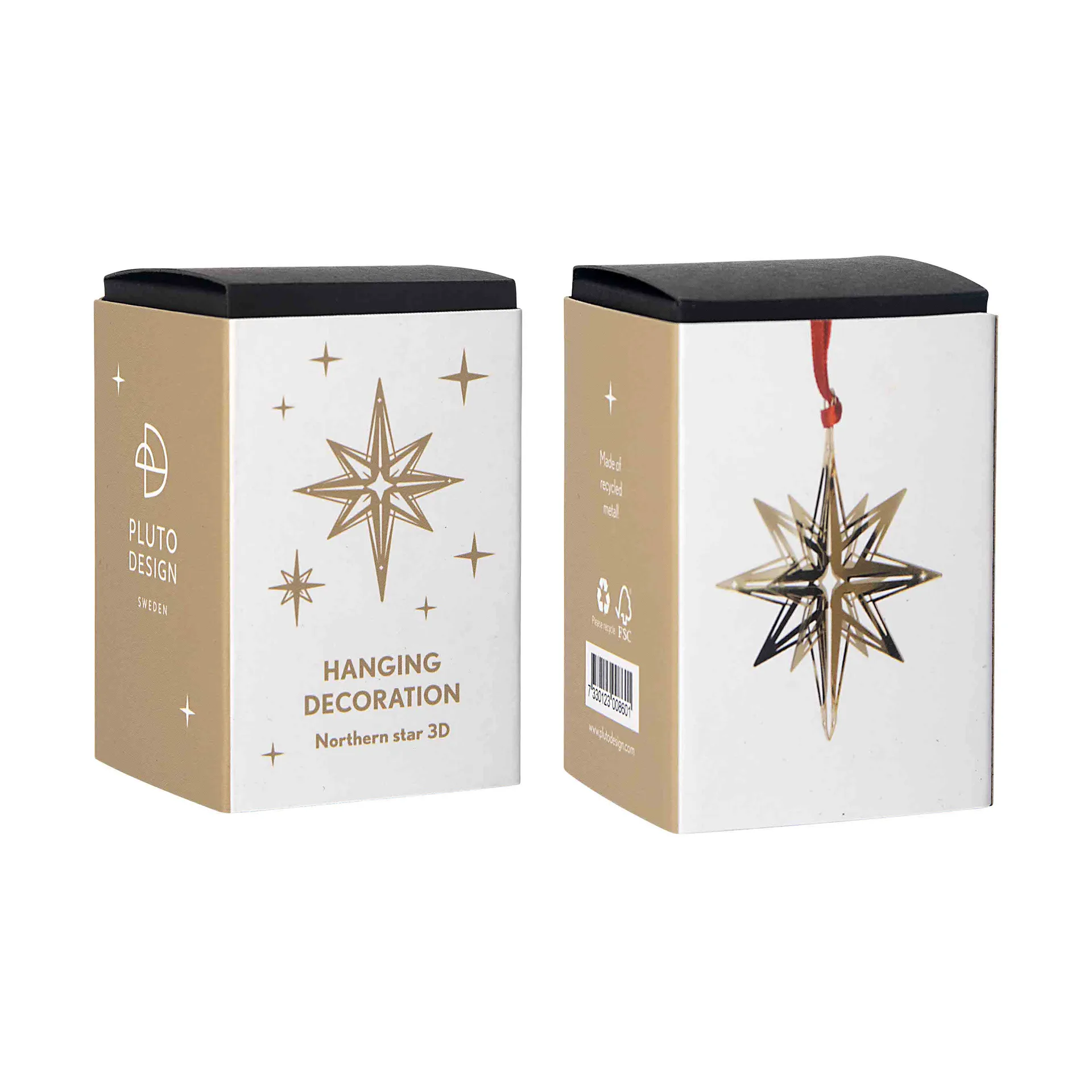Northern star 3D Christbaumschmuck, Gold Pluto Design