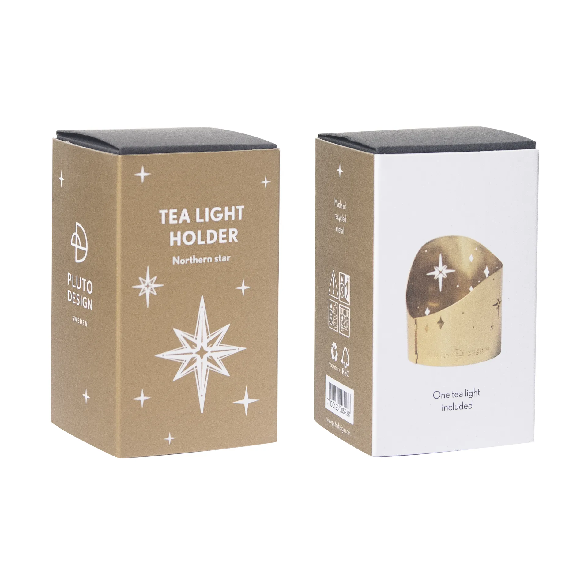 Northern star Teelichthalter Ø4,5 cm, Vergoldetes Metall Pluto Design