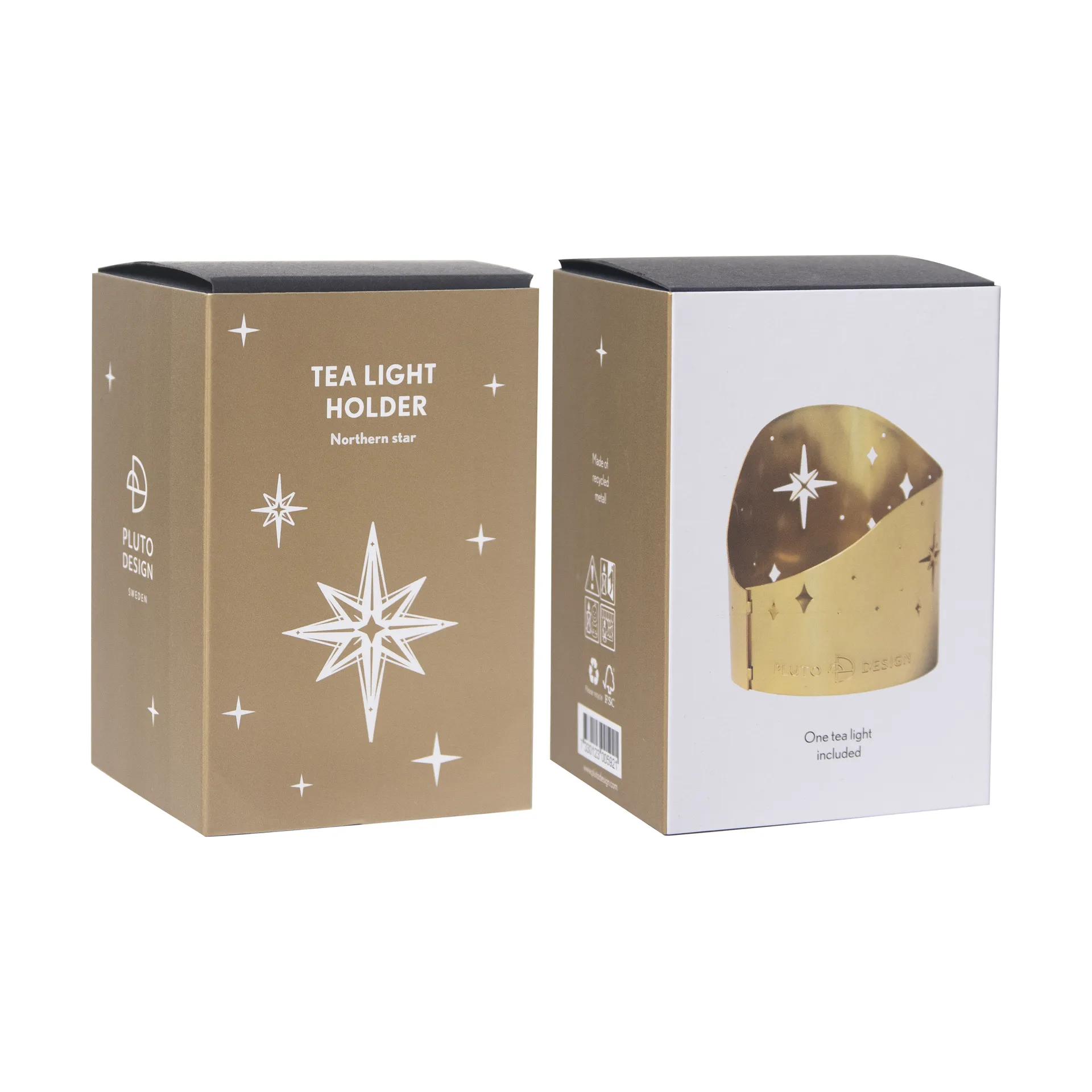 Northern star Teelichthalter Ø6,5 cm, Vergoldetes Metall Pluto Design