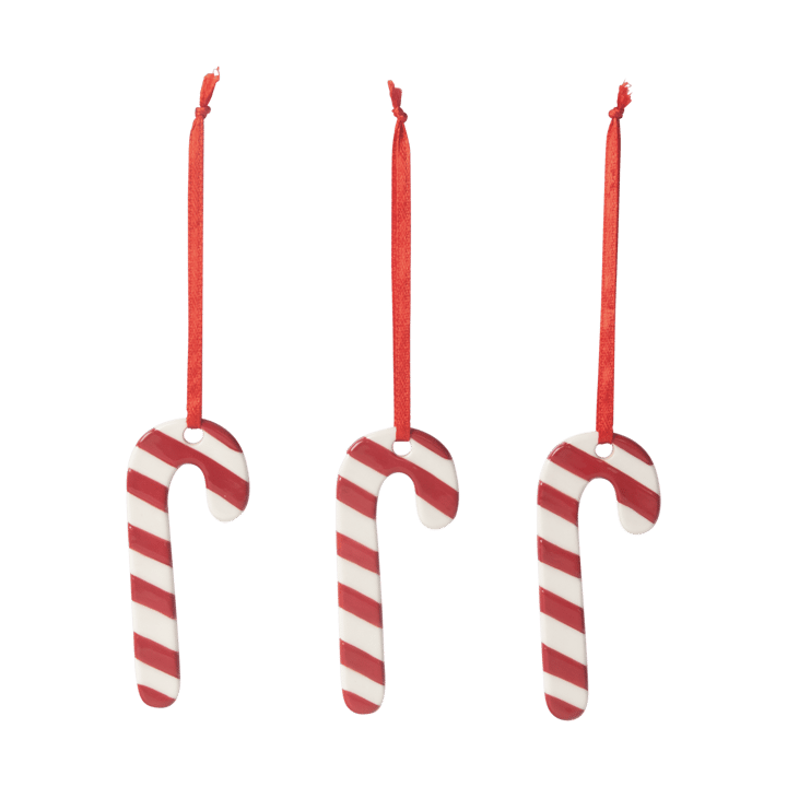 Polkagris Weihnachtsbaumshänger 3er Pack - Weiß-rot - Pluto Design