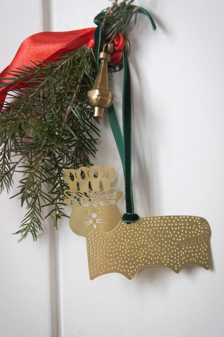 Stig L gingerbread cat Dekorationshänger - Gold-Messing - Pluto Design