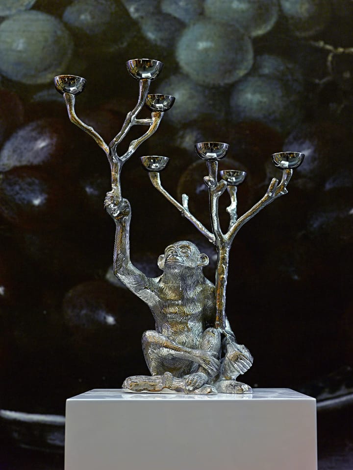 Monkey Kerzenständer 40 cm, Silber POLSPOTTEN