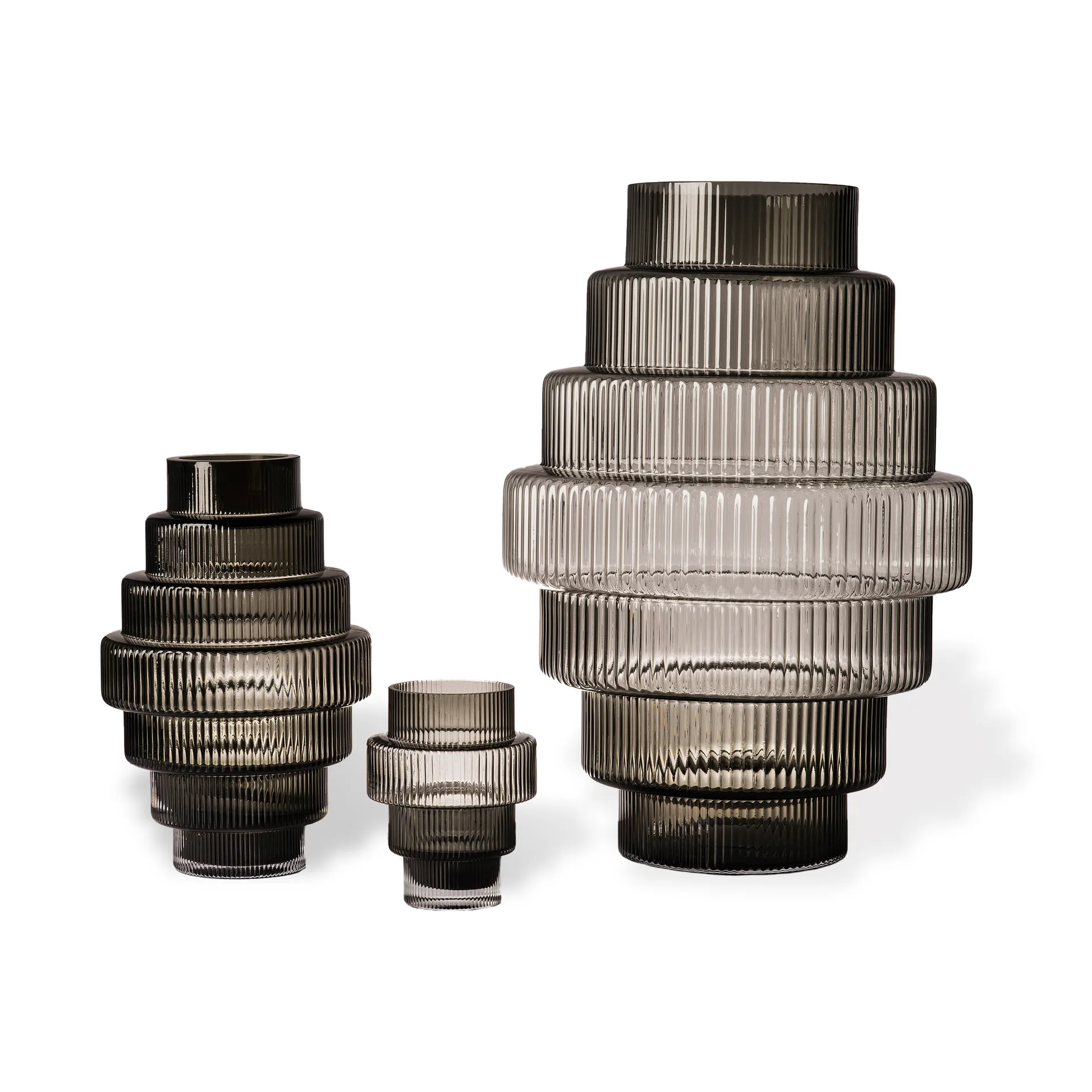 Steps Vase L 50 cm, Dark grey POLSPOTTEN