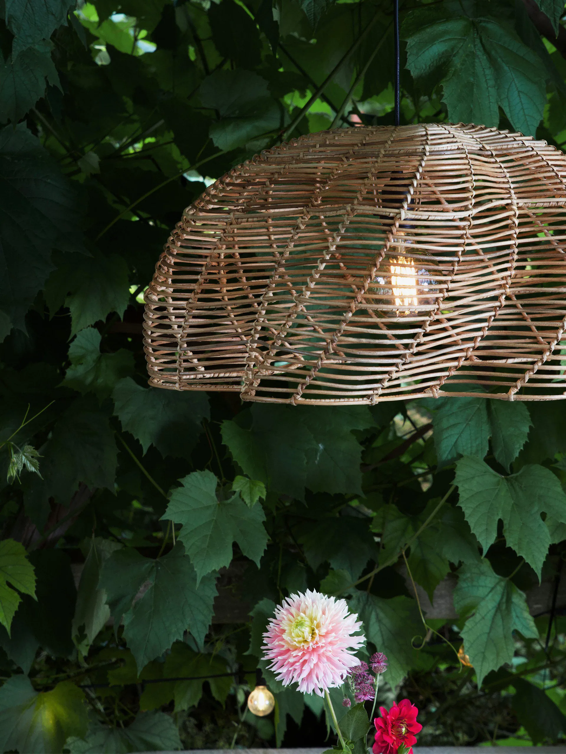 Mayla Pendelleuchte für den Außenbereich, Natur, Ø53x32 cm PR Home